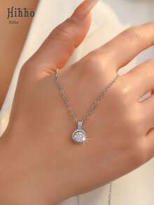 Hihho 一条双色锆石镶嵌项链，奢华闪耀的高端风格，锆石点缀更添立体感，适合日常、约会、派对、节日礼物等场合。 - 圓鋯項鍊 - 查看 10