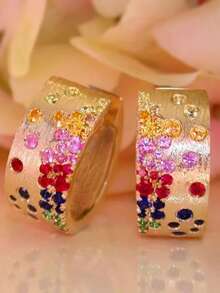 1 Đôi bông tai vòng đính đá Cubic Zirconia xinh xắn dành cho nữ, thích hợp làm quà tặng dự tiệc, lễ đính hôn, kỷ niệm, ngày Valentine. - 1 # - Xem 2