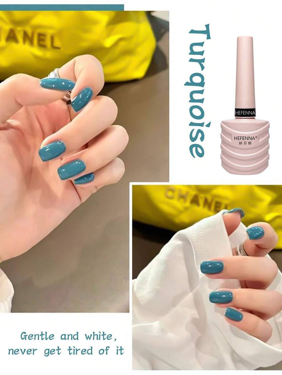 HEFENNA Blue-Green Gel Nail Polish, Fresh And Simple Nail Art, UV/LED Salon Quality. (1 Pc) - Multicolor - View 1