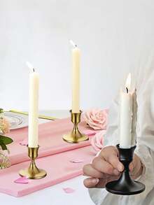 1/2pcs Minimalist Wedding Candle Holders, Silver/Gold Ceramic Center Decor, Suitable For Romantic Dinners And Bridal Showers, 2026 Wedding Decor Essential, Creates Elegant Ambiance For Dining Tables And Desktops, Mother's Day, Father's Day Gift - Silver Ceramic Candle Holder - View 5