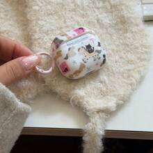 Cartoon Cat & Pony Graffiti Design Protective Case, Compatible With Apple Pro 2nd/3rd Generation Bluetooth Earphones Silicone Soft Case - White - View 4