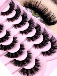 7pairs Manga False Eyelash Classic Russian Volume Eyelash Extension In Cat Eye Style With Mink Hair Material, Natural Looking D Curl Fluffy Fake Eyelashes - Natural Lashes - View 2