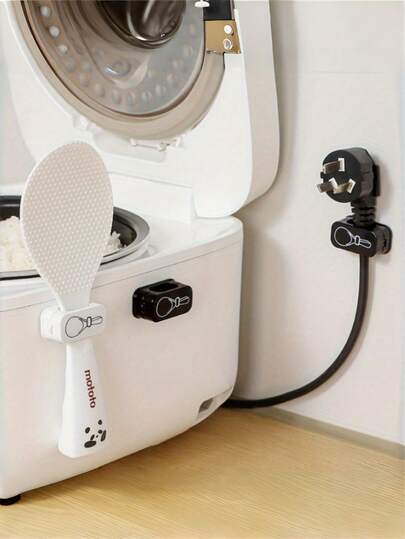 1개 실용적인 흑백 소형 수납 선반, 벽걸이 밥솥, 밥주걱 수납 선반, 케이블 정리 선반, 미니멀리스트 플라스틱 후크 다기능 주방 벽 선반, 일상 사용 및 휴일에 적합, 밥솥 및 밥주걱 수납 선반, 간단한 후크가 있는 케이블 정리 선반