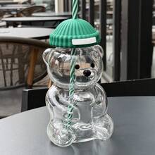 New! 2025 Limited Edition Starbuck Christmas Green Hat Bear Cold Glass Cup With Straw. Coffee Cup, Cold Drinks. Wonderful Gift For Girlfriends, Boyfriends, Lover, Sisters, Friends And Student. 20oz / 591ml - 北美綠小熊 - 查看 2