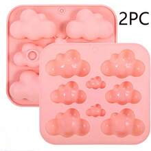 Multi-Purpose Cloud Shape Silicone Mold, Non-Stick Ice Cube Tray For Chocolate, Soap, Wax Melt And DIY Crafts - Pink - View 10