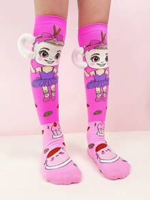 1双儿童过膝袜，可爱咖啡杯图案，3D咖啡杯装饰，趣味十足，四季皆宜，是节日礼物、儿童派对、情人节、复活节、节假日、户外和日常穿着的理想选择。 - 淺粉色 - 查看 6