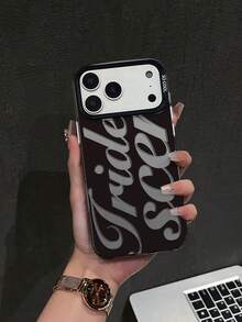 1 pieza Funda protectora para teléfono con estampado de escritura de hierba vintage y diseño estético Y2K para mujeres, compatible con iPhone 15/14/13/12 Series, resistente a golpes, se ajusta a 17 Pro Max, 16, 17 Pro, 14 Plus, 15, 17 Pro, 16 Pro Max, 15 Pro Max, 17 Pro Max - Negro - Ver 4