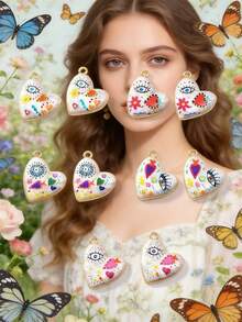 5/10/15/20/30/50 件随机多色哥特式/朋克金属爱与恶魔之眼吊坠，适用于 DIY 项链、手链、耳环、钥匙扣、手机链、情侣礼物、珠宝制作 - 彩色 - 查看 6