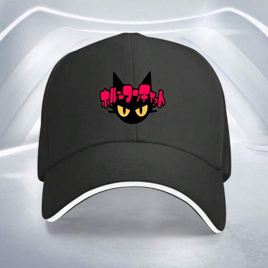 1pc Baseball Cap With Bold Black Cat Eyes - Lightweight Polyester Hat For Outdoor, Golf, Truck Driving - Adjustable Strap For Fit - Unisex Sporty Casual Hat For Men & Women (Birthday Gift Idea), Outdoor Headwear, Catthemed Design - 黑色 - 查看 1
