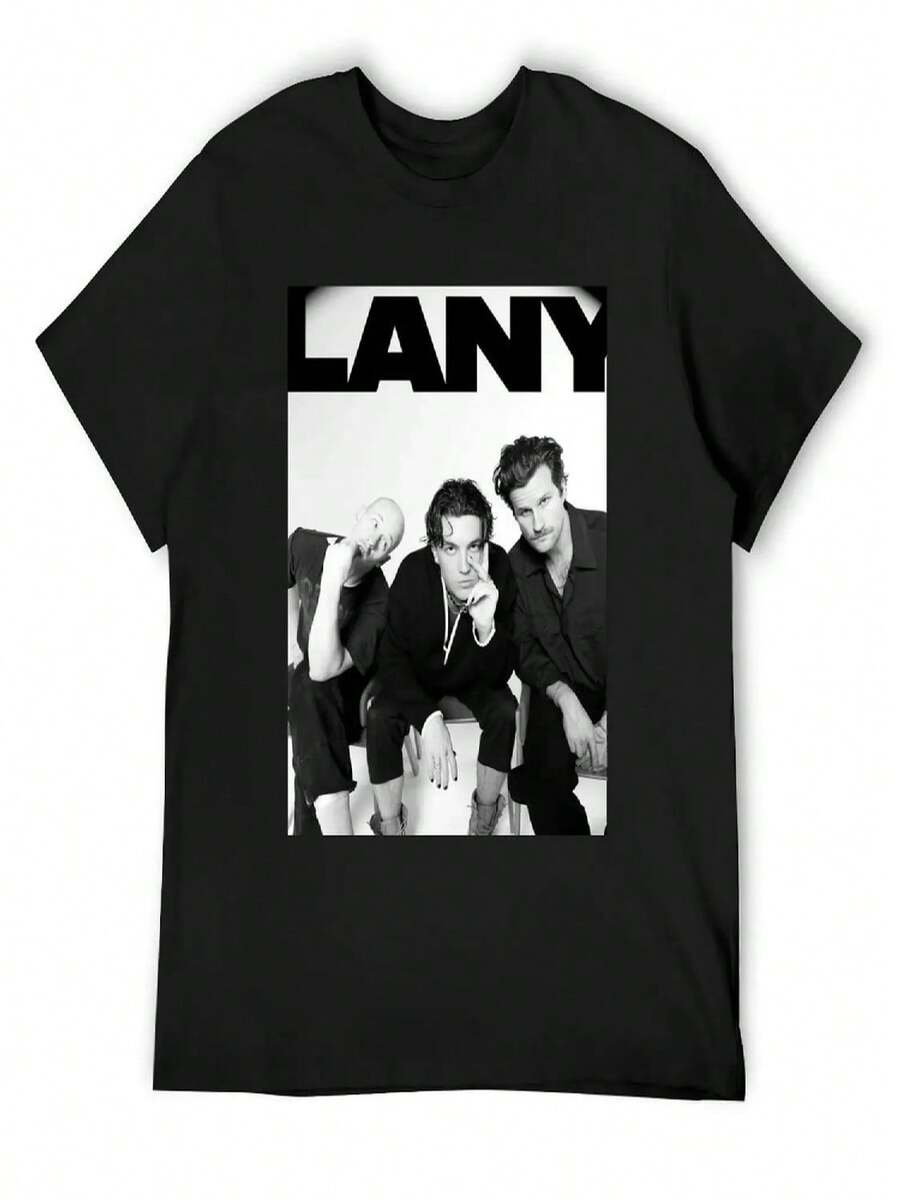 LANY T-Shirt Customs T-Shirts Oversize Funny Costumes Cotton T Shirt - 黑色 - 查看 1