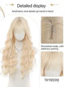 Synthetic Wig, Long Wavy Golden Hair With Bangs, Long Curly Hair Ponytail, Braided Hairstyle, Halloween And Christmas Gift - Multicolor - View 4