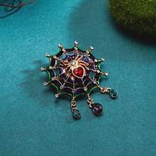 Vintage Enamel Spider Rhinestone Brooch, Women's Fashionable Luxury Jewelry, Set With Sparkling Rhinestones And Enamel Details, Suitable For Weddings And Formal Occasions, Perfect Holiday Gift - 紫色 - 查看 3