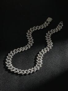 镶满水钻的充电式链项链 - 3D立体设计，嘻哈配饰 - 銀色 - 查看 8