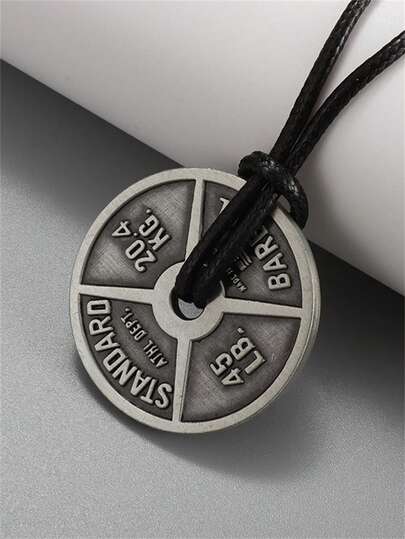 1PC New Sports Style Weightlifting Plate Barbell Dumbbell Pendant Necklace Men's Simple And Domineering Fitness Jewelry Gift