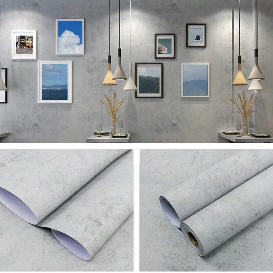 1 Roll Self-Adhesive Wallpaper With Concrete Pattern, Decorative Vinyl Peel And Stick, Suitable For Kitchen, Doors, Tables, Home Decor DIY Transformation Contact Paper