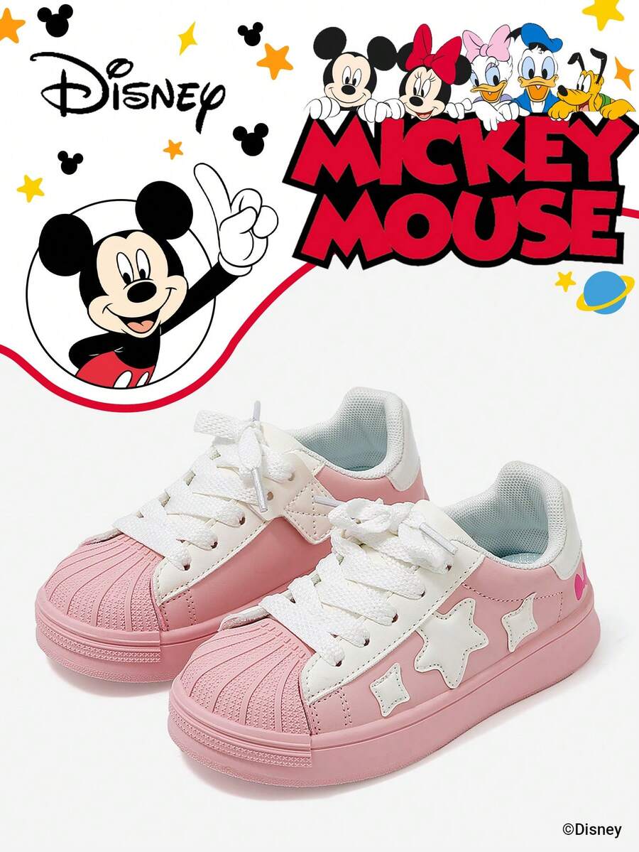 Disney 1 Pair Kids' Sneakers, Suitable For Daily Wear, Festivals, Sports, Outdoor Activities, Comfortable, Non-Slip, Durable, Breathable (Boys' Sneakers, Boys' Skate Shoes, Kids' Sports Shoes, Girls' Sneakers, Girls' Skate Shoes) - Pink - View 1