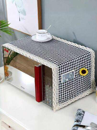 2-In-1 Microwave Dust Cover With 2 Side Storage Pockets, Waterproof Dustproof Universal Cover For Microwave Oven Electric Oven Countertop, Minimalist Cloth Fabric Aesthetic Kitchen Decor & Multi-Functional Household Organizer