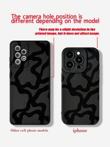 Black Irregular Wave Fashion Phone Case Wave Ripples Fashionable Black Line Pattern Design Phone Case Compatible With IPhone 16, 15, 14, 13, 12, 11 Pro Max, Shockproof Matte Back Cover, International Version, Not The Domestic Version, Spring Birthday Gift - Multicolor - View 6