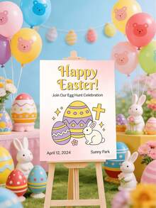 Personalized Easter Event Posters, Welcome Signs, Easter Party Welcome Posters, Easter Events, Custom Text Posters (Without Frames). - Multicolor - View 6