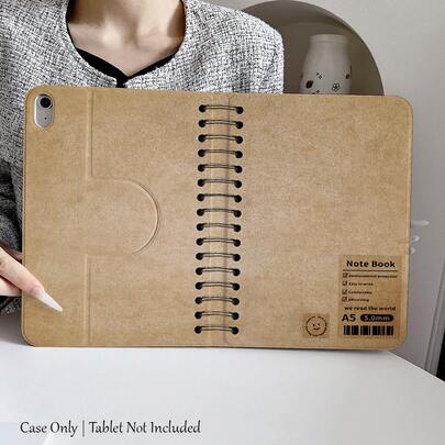 1 件装复古牛皮纸笔记本平板电脑保护套，带支架 - 防震保护套，简约复古美学，360° 旋转支架，兼容 Air/Pro 和小米系列，智能保护套/自动休眠/唤醒功能，时尚主题平板电脑配件