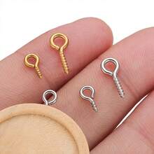 50/100颗不锈钢极简螺纹吊环螺丝 9字形螺丝 吊坠眼钉 DIY珠宝配件 日常工艺用品 - 羊眼 - 查看 4