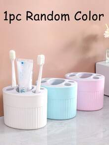 Toothbrush & Toothpaste Holder With Slots, Detachable Makeup Brush Rack, Bathroom Accessories, Bathroom Storage & Organization, Home Bathroom Decor, Autumn Decor, Back To School Decor - 彩色 - 查看 13