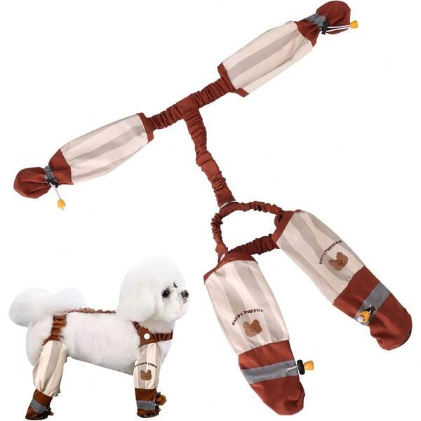 Pantalones antisuciedad para perros, pantalones a prueba de polvo para perros para exteriores, botas de lluvia con tirantes, protector de patas antideslizante para perros, botas ajustables antideslizantes para caminar y senderismo (M)