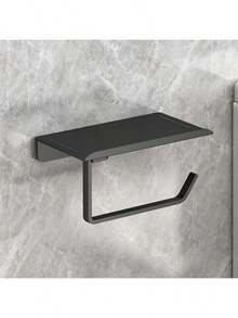 6.7 Inch (Approx. 17.0 Cm) Self-Adhesive Wall-Mounted Kitchen/Bathroom Paper Towel Holder With Storage Rack, Matte Black Toilet Paper Roll Dispenser - Multicolor - View 9