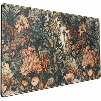 وسادة مكتب بوهيمية الطابع مزينة بالأزهار البرية، لوحة ماوس كبيرة، وسادة ألعاب، حصيرة لوحة المفاتيح لسطح المكتب الكامل، اكسسوارات مكتب نسائية مع حواف مخيطة، مضادة للانزلاق، وسادة مكتب مضحكة