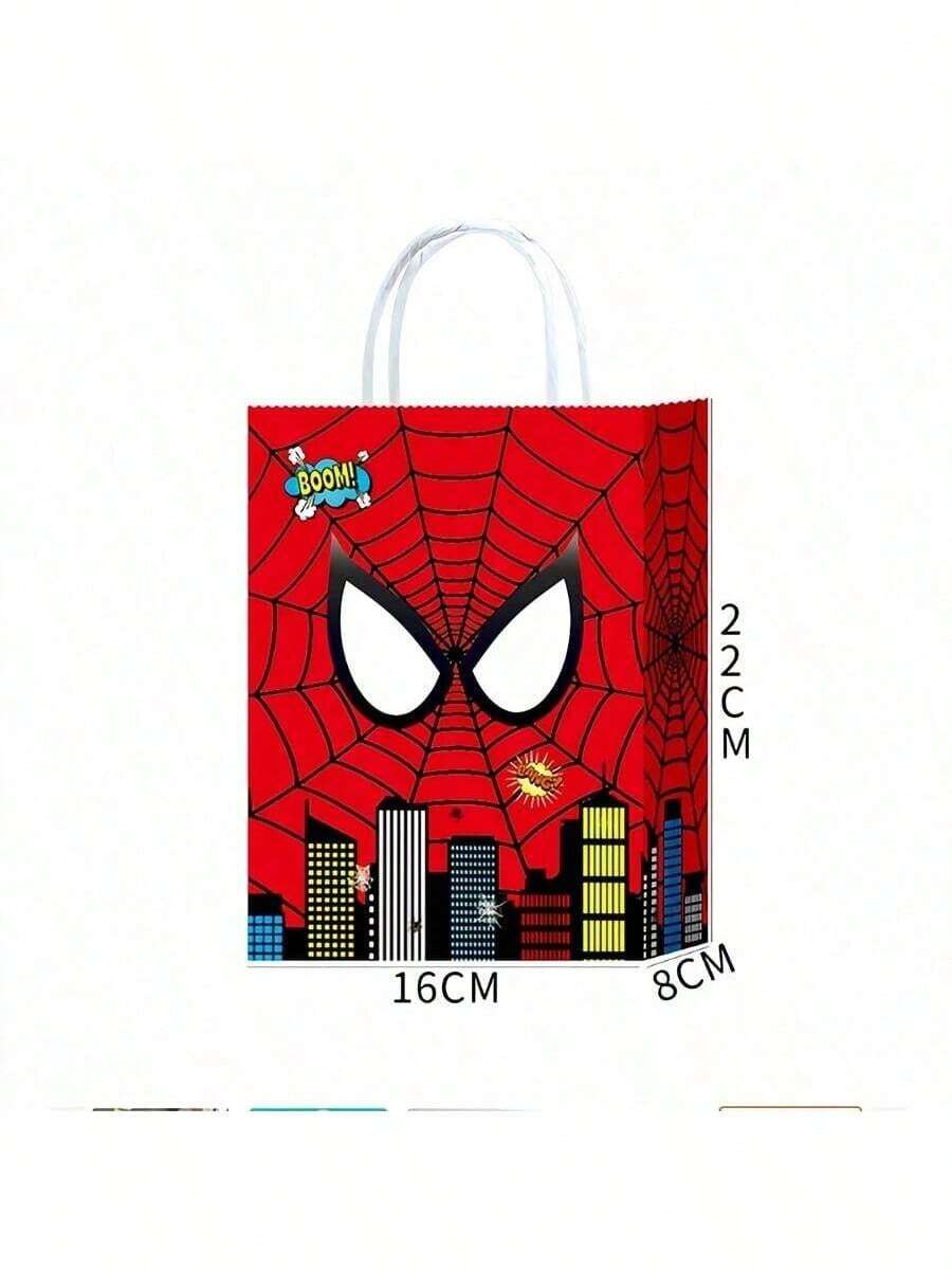 Marvel 1set/12pcs Spider-Man Themed Gift Bags, Party Decoration Gift Bags, Themed Party, Birthday Celebration Party Decor Bags, Self-Carrying Handle, Suitable For Gift Storage(Stochastic Style) - Multicolor - View 1