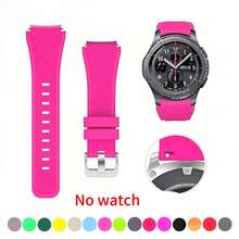 1 Pack 22mm Silicone Bands, Compatible With Samsung Gear S3 Frontier/Classic Watch Silicone Bracelet, Sports Silicone Band Strap Replacement Wristband Compatible With Samsung Gear S3 Frontier / S3 Classic,Compatible With Huawei Watch 2 Pro/GT/GT2(46mm)/GT2E/GT2 Pro/Watch 3/3 Pro,22mm Universal Soft Silicone Watch Band - Rose Red 3 - View 2