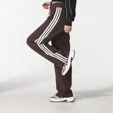 Adidas Women's Knit Drawstring Waist Sweatpants, Straight Leg Casual Pants For Daily & Outdoor Wear - Dark Brown - View 2