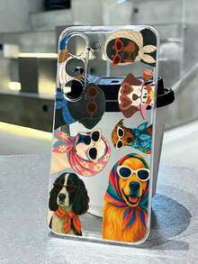 1个透明动物狗图案彩绘加厚防震保护手机壳，兼容三星Galaxy S26/S26 Plus/S26 Ultra、S25/S25 Plus/S25 Ultra、A17、A07、A16、A36、A26、A56、A50、A12、A32、A52、A72、A51、A21S、A13、A14、S24/S24 Plus/S24 Ultra、S22、A52、A53、A54、A55、11/12 Pro/12/12X/13 Pro/14 Pro/15 Pro、10/9、Note 9、12C、Note 11 Pro、Note 8 Pro - 彩色 - 查看 4