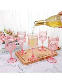 12/6件套复古压纹可重复使用葡萄酒杯，加厚香槟杯，果汁杯，适合派对、婚礼，可用洗碗机清洗，是公司聚会、户外婚礼、情人节、节日、返校季的理想之选。 - 彩色 - 查看 11