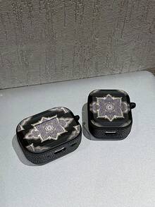 Luxury Mandala Print Compatible With Airpods Case, Glossy Black Shockproof Protective Cover Compatible With AirPods 1/2/3/Pro, Boho Aesthetic - Black - View 6