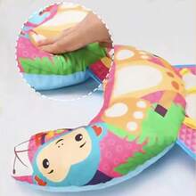 Soft Crescent-Shaped Infant Support Pillow With Animal Design, Rattle And Sound Toy, Suitable For Newborns And Above For Sensory Development - Multicolor - View 5