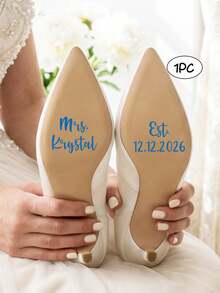 1/6/12pcs Custom Wedding Shoe Decal,Customize Text,Surname & Date Bridal Shoe Sticker,Personalized Wedding Name And Date Bridal Shoe Decal - Multicolor - View 8