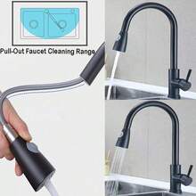 1pc Black Modern 304 Stainless Steel Multi-Function Faucet With Various Water Flow Modes, Practical Bathroom Sink, Balcony, Laundry, Toilet, Kitchen Sink, Retractable Faucet For Home, Restaurant, Hotel - Black - View 4