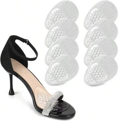 1 Pair Transparent Silicone Forefoot Pads, Soft Massaging Honeycomb Design, Anti-Slip, Suitable For High Heels And Sandals
