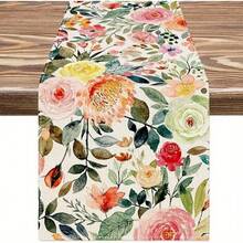 1pc Spring And Summer Watercolor Rose Table Flag, Restaurant Party Decoration Table Flag, Spring And Summer Printed Table Flag - Kiểu 1 - Xem 1