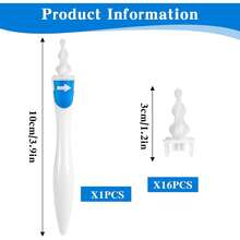 Earwax Removal Tools-Spiral Ear Wax Removal Kit, Reusable  Ear Cleaner Kit With 16 Soft Flexible Silicone Replaceable Tips - 1 - Xem 2