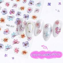 ネイルシール 花 アジサイ ネイルステッカー 紫陽花 箔押し 花びら 花柄 梅雨 夏 春 DIY 2枚セット - 写真の通り - チェックする 3