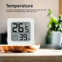 2 piezas Termómetro digital compacto mini e higrómetro, monitor de humedad de alta precisión con pantalla LCD, termómetro e higrómetro de temperatura y humedad interior y exterior con alimentación por batería para el hogar, habitación de adolescentes, jardín, coche - Blanco - Ver 9