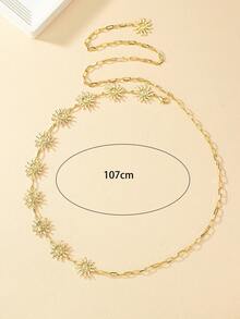 1pc Fashionable Bohemian Style Metal Sun Face Pendant, Suitable For Women's Daily And Vacation Outfits, Waist Chain - Yellow Gold - View 2