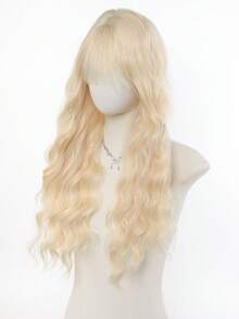 Synthetic Wig, Long Wavy Golden Hair With Bangs, Long Curly Hair Ponytail, Braided Hairstyle, Halloween And Christmas Gift - Multicolor - View 6