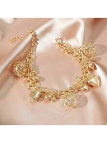 Heart Charm Bracelet Valentines - Vàng - Xem 7