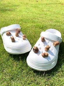 5个/10个水豚鞋饰，卡通动物百搭沙滩ABS塑料鞋饰，可爱卡通简约时尚多功能鞋配件，适用于凉鞋、木屐、DIY - 棕色 - 查看 13