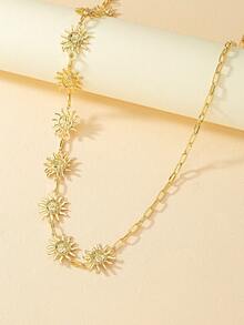 1pc Fashionable Bohemian Style Metal Sun Face Pendant, Suitable For Women's Daily And Vacation Outfits, Waist Chain - Yellow Gold - View 5