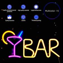 Letreiro de LED Neon para Bar de Coquetéis (1 unidade), Luminária Neon para Copos de Coquetel, Alimentação USB ou Bateria, Ideal para Decoração de Bar em Casa, Bar Comercial, Festas, Salas de Jogos, Clubes e Outras Ocasiões Especiais, Luminária Noturna Comercial, Perfeito para o Dia dos Namorados, Dia das Mães, Natal e outros feriados. - BAR - Ver 9
