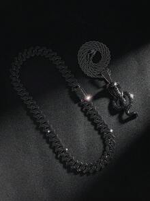 Collar con colgante de serpiente negra, joyería de moda callejera hip hop, regalo de cumpleaños, accesorio de fiesta - Negro - Ver 14